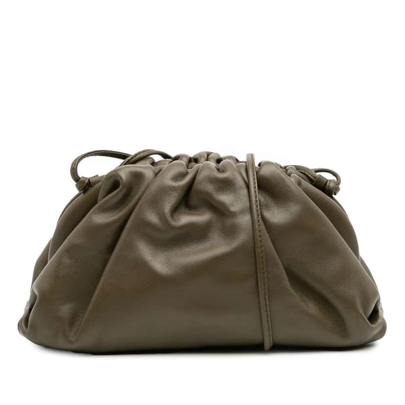 Bottega Veneta Lambskin The Mini Pouch Crossbody Brown Leather Good condition - Front View