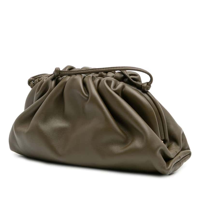 Bottega Veneta Lambskin The Mini Pouch Crossbody Brown Leather Good condition - Back View
