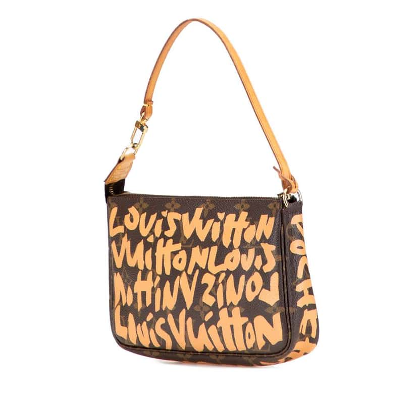 Louis Vuitton Stephen Sprouse Monogram Graffiti Pochette Accessoires Brown Canvas Good condition - Back View