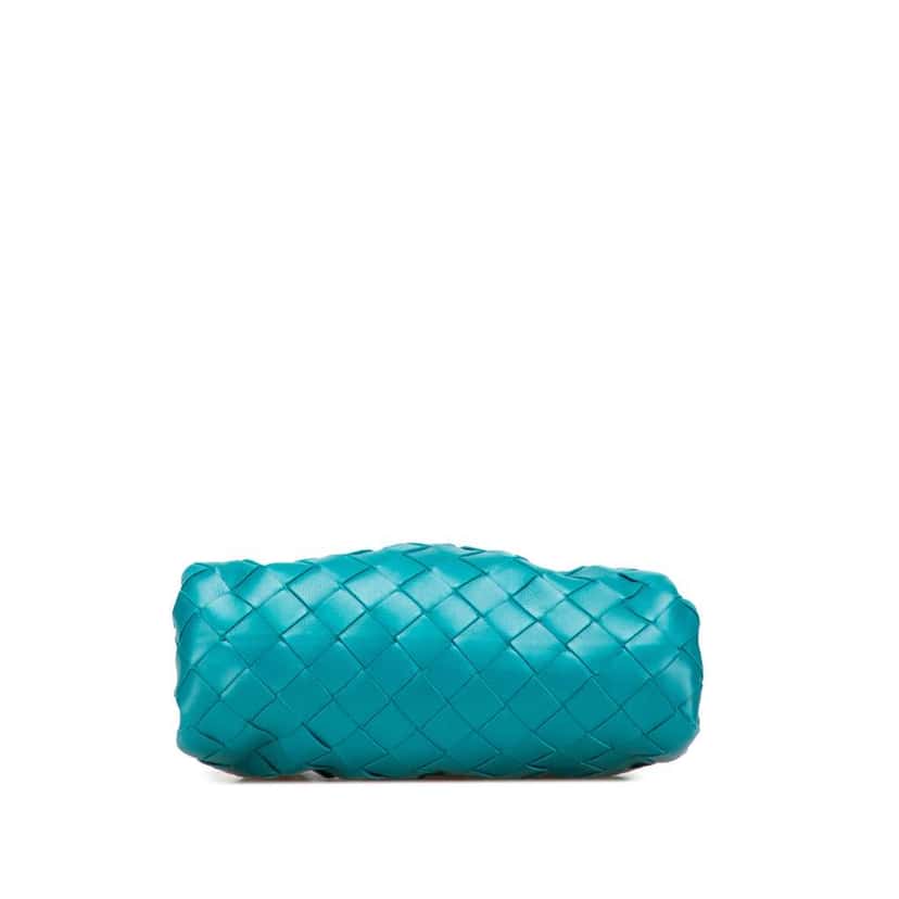 Bottega Veneta Nappa Intrecciato The Mini Pouch Blue Leather Good condition - Inside View