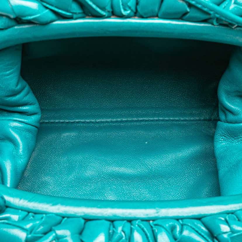 Bottega Veneta Nappa Intrecciato The Mini Pouch Blue Leather Good condition - Model View