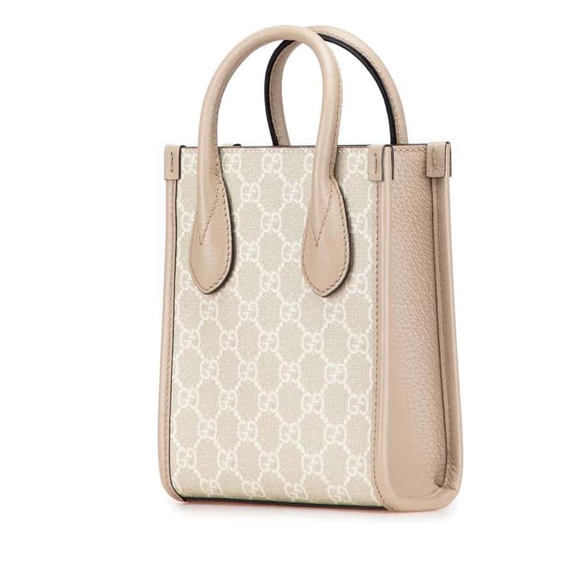 Gucci Mini GG Supreme Interlocking G Satchel Brown Canvas Good condition - Back View