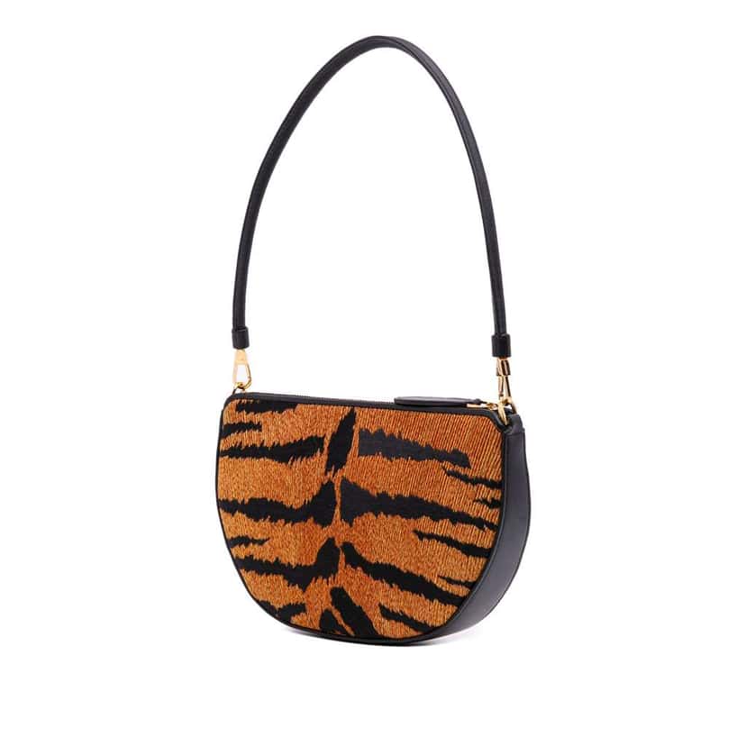 Burberry Mini Canvas Tiger Print Olympia Shoulder Bag Brown Canvas Good condition - Back View