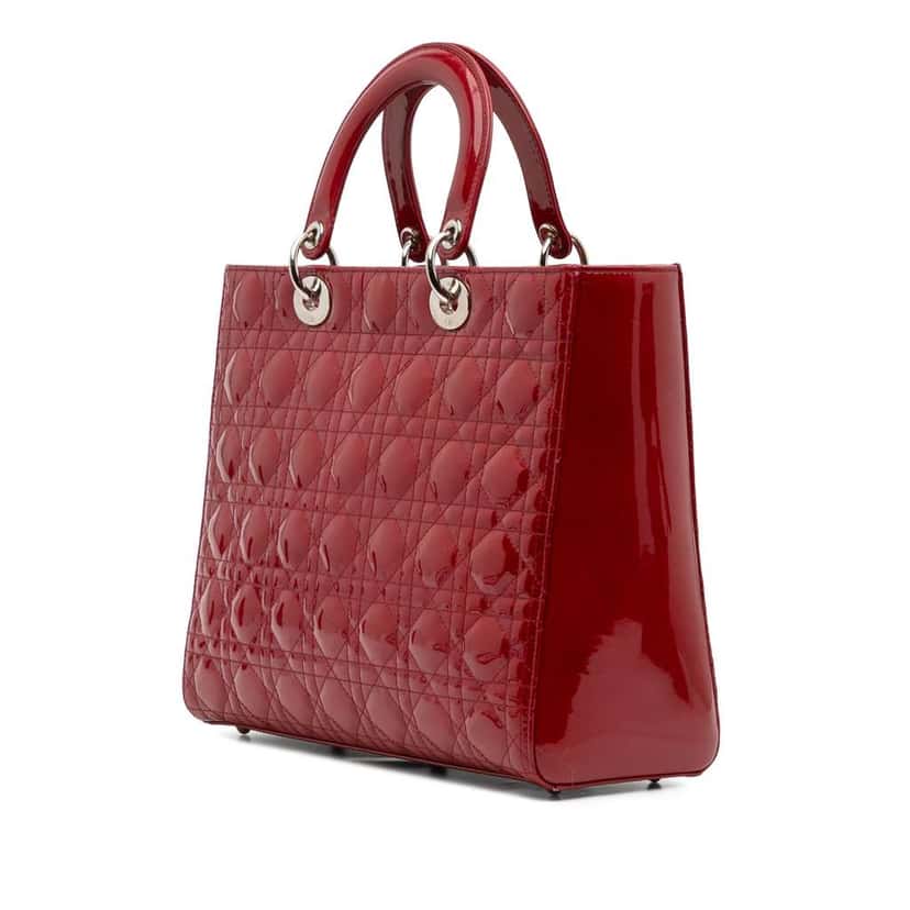 Dior Large Patent Cannage Lady Dior Red Leather Good condition - Back View