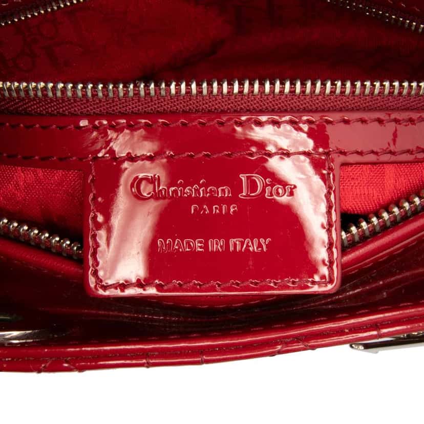 Dior Large Patent Cannage Lady Dior Red Leather Good condition - Box View