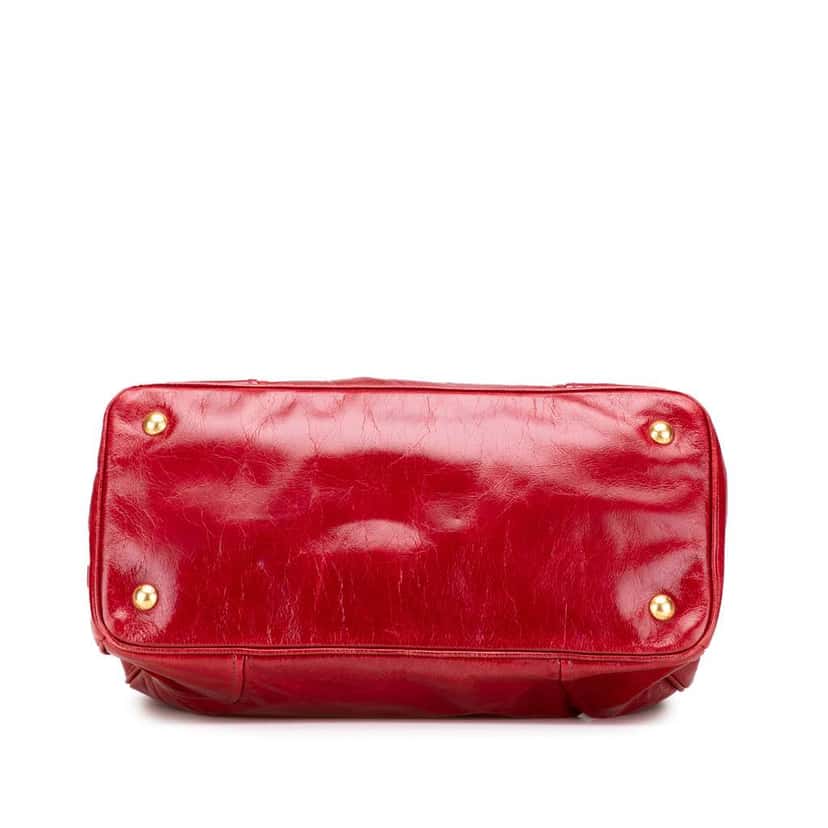 Prada Vitello Shine Satchel Red Leather Good condition - Inside View