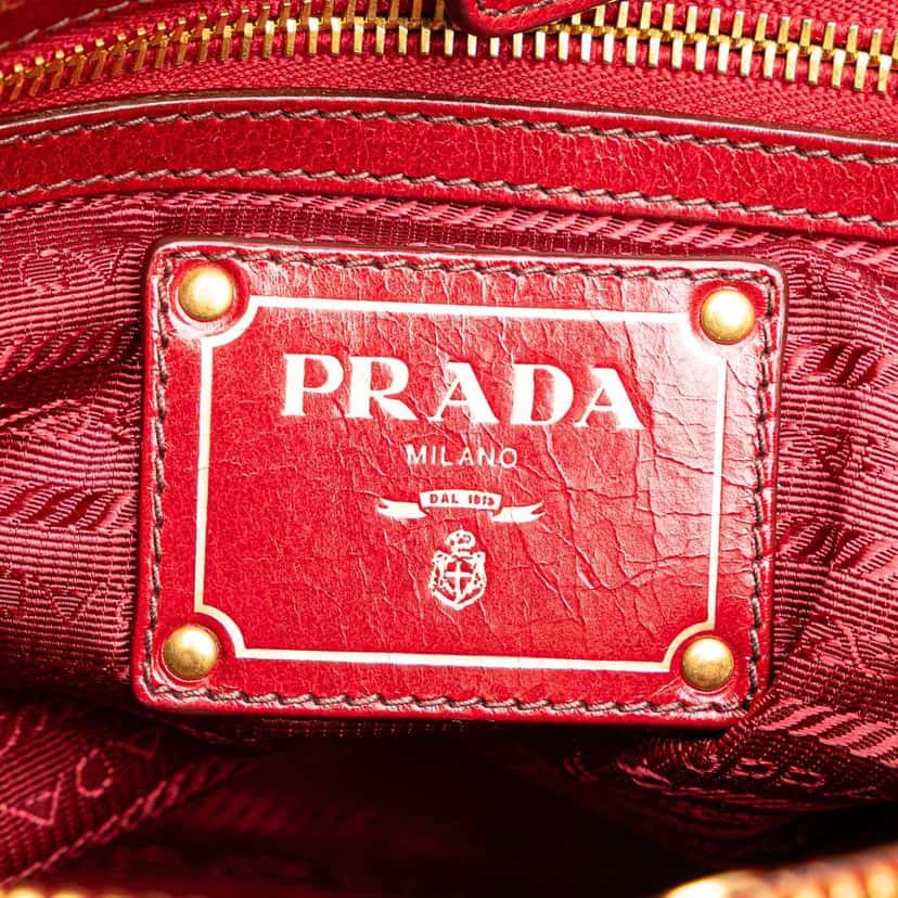 Prada Vitello Shine Satchel Red Leather Good condition - Box View