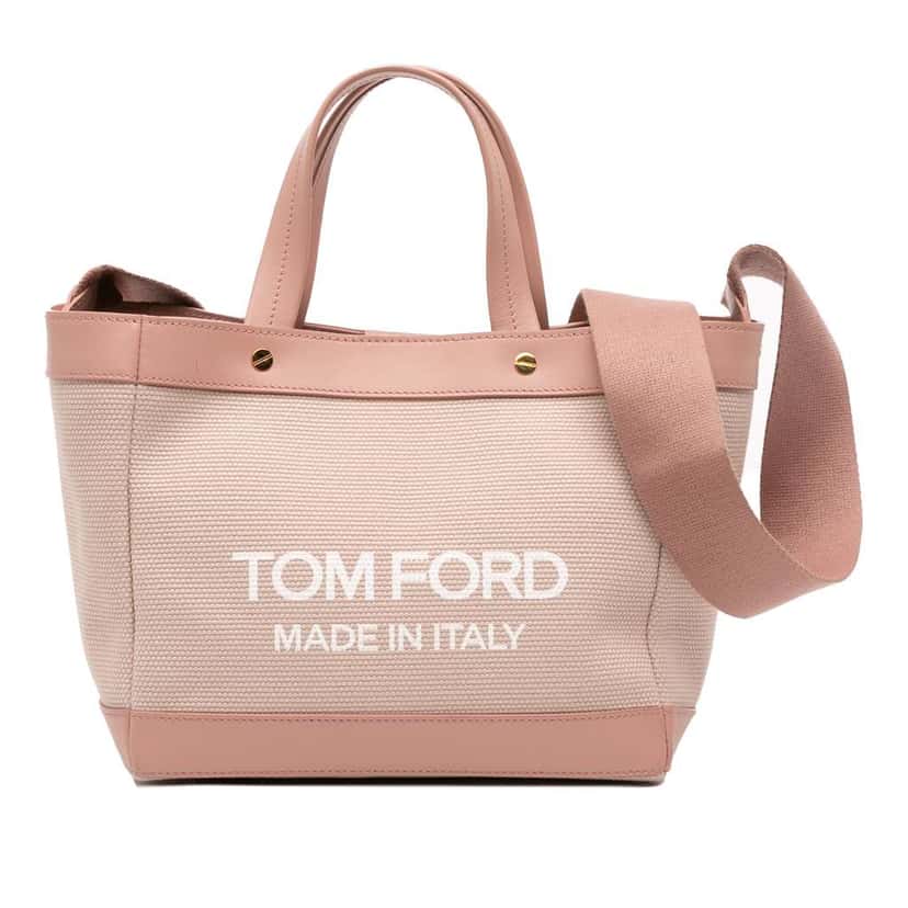 Tom Ford Mini Canvas T Screw Tote Brown Canvas Good condition - Front View