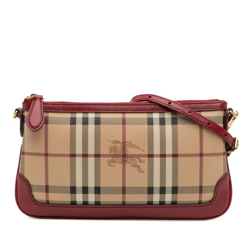 Burberry Haymarket Check Coated Canvas Peyton Crossbody Brown Canvas Good condition - Front View