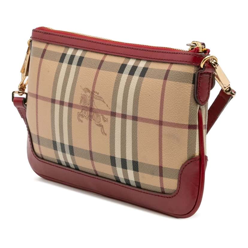 Burberry Haymarket Check Coated Canvas Peyton Crossbody Brown Canvas Good condition - Back View