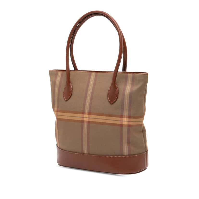 Burberry Vintage Check Canvas Bucket Bag Brown Canvas Good condition - Back View