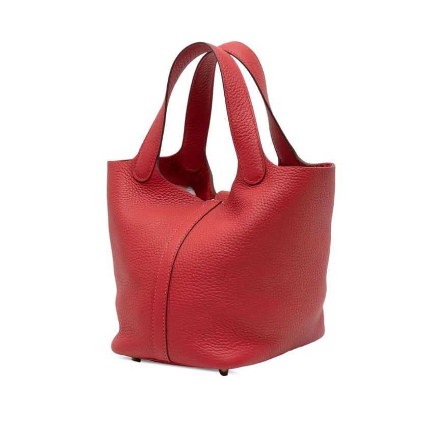 Hermès Clemence Picotin Lock 18 Red Leather Good condition - Back View