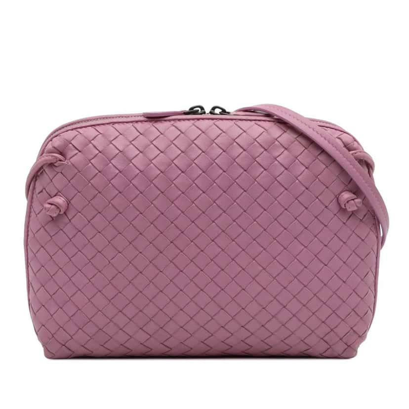 Bottega Veneta Nappa Intrecciato Nodini Crossbody Pink Leather Good condition - Front View