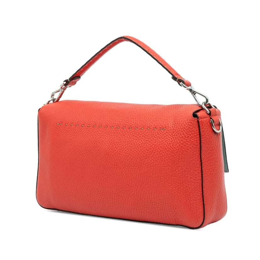 Fendi Large Leather Selleria Baguette Satchel Orange Leather Good condition - Back View