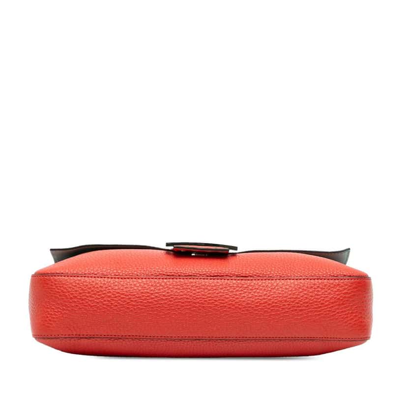Fendi Large Leather Selleria Baguette Satchel Orange Leather Good condition - Inside View