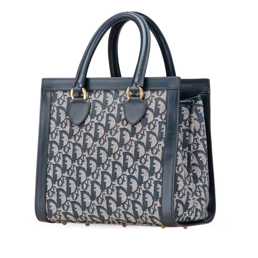 Dior Diorissimo Trotter Canvas Tote Blue Canvas Good condition - Back View