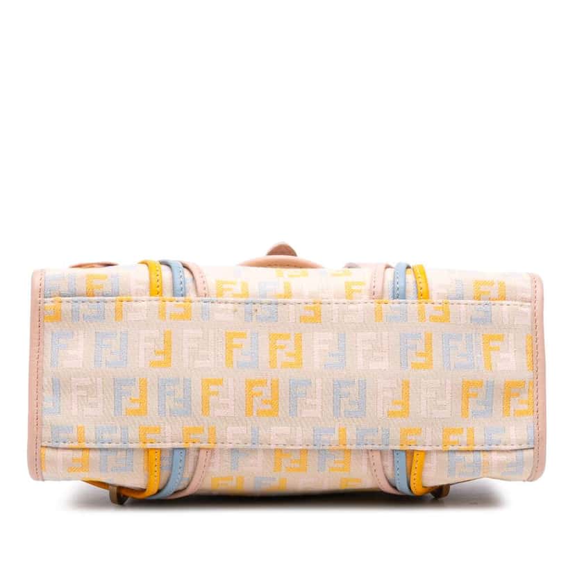 Fendi Multicolor Zucchino Canvas and Leather Charm Flap Brown Canvas Good condition - Inside View
