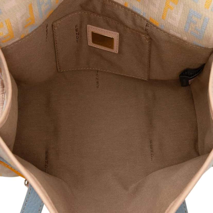 Fendi Multicolor Zucchino Canvas and Leather Charm Flap Brown Canvas Good condition - Model View