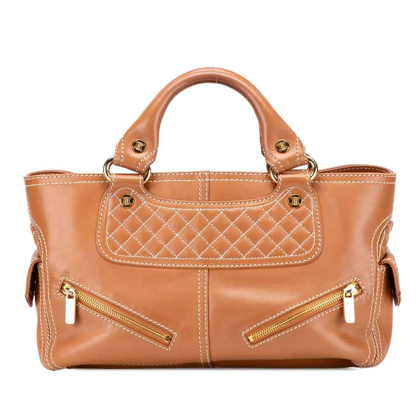 Celine Leather Biker Boogie Handbag Brown Leather Good condition - Front View