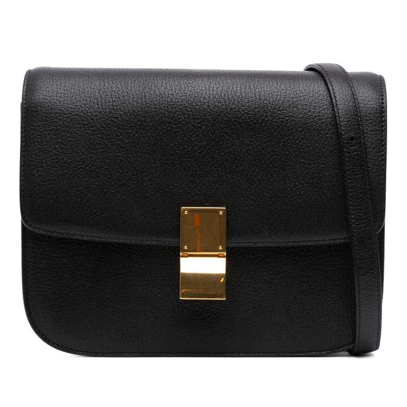 Celine Medium Calfskin Classic Box Black Leather Good condition - Front View