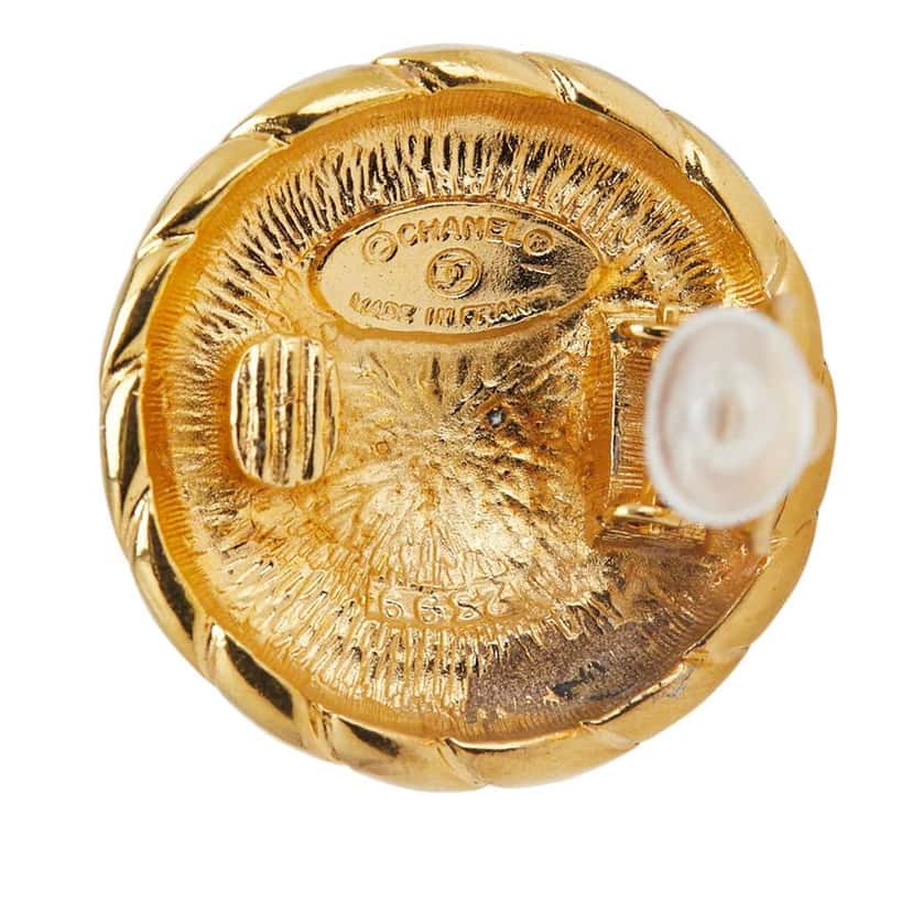 Chanel Gold Plated CC Logo Clip on Earrings Gold Metal Good condition - Inside View