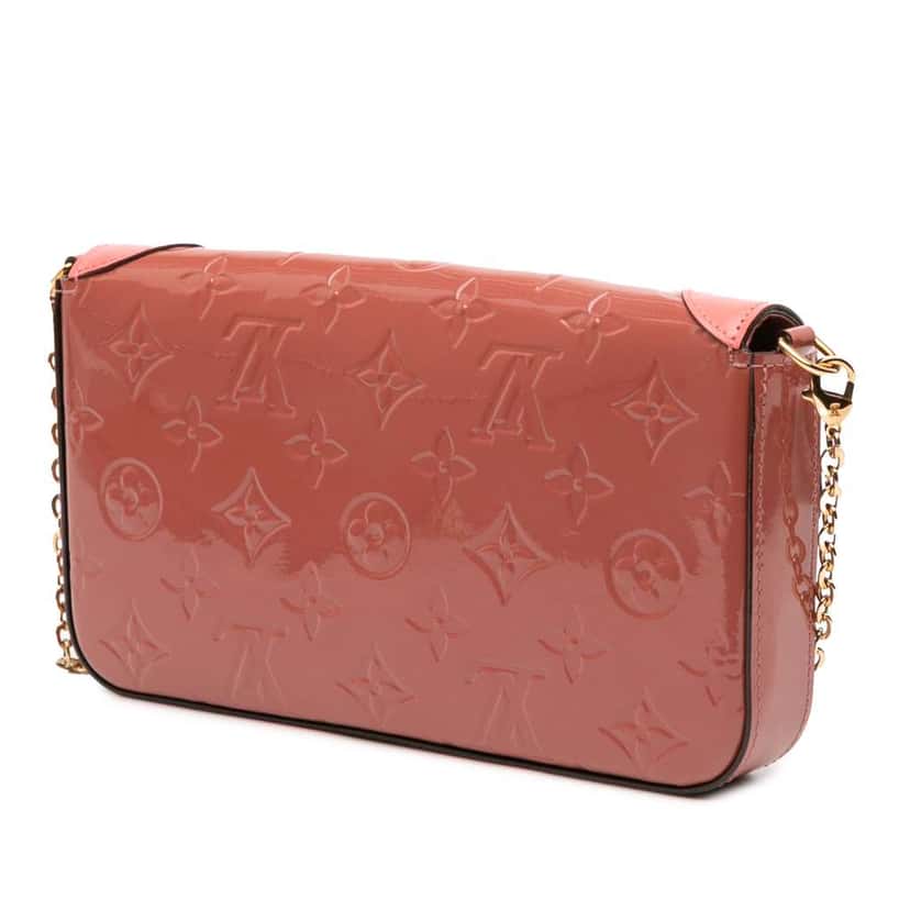 Louis Vuitton Monogram Vernis Pochette Felicie Valentine Dog Pink Leather Good condition - Back View