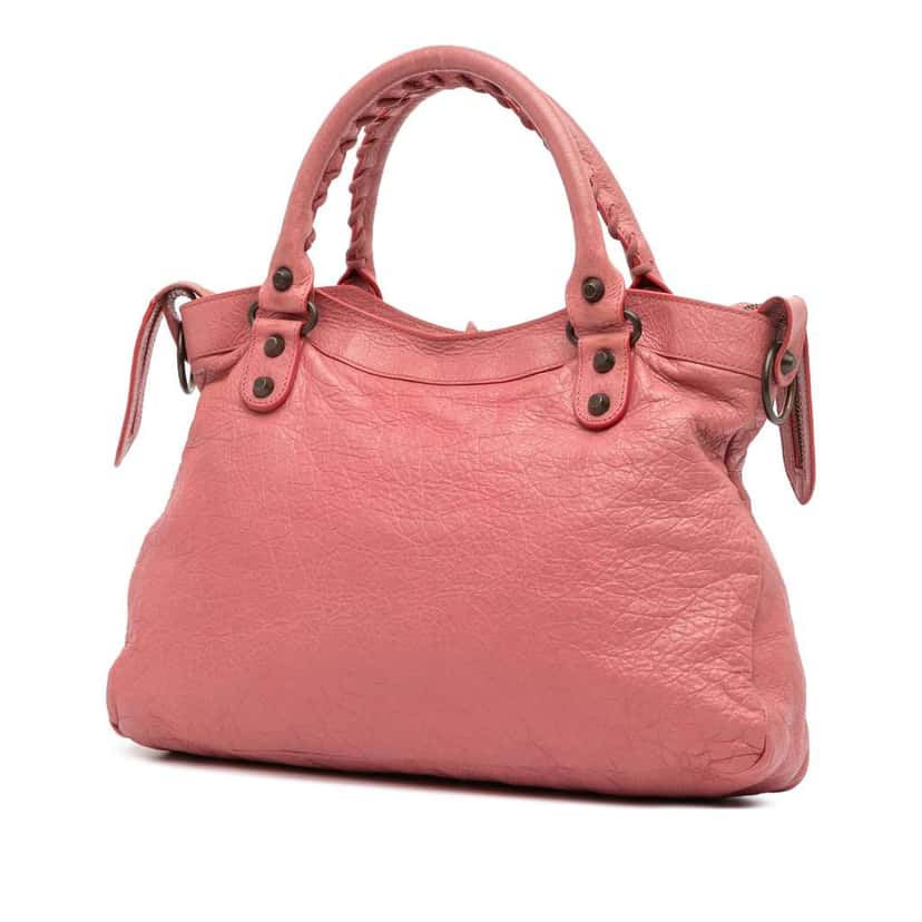 Balenciaga Lambskin Motocross Classic Town Satchel Pink Leather Good condition - Back View
