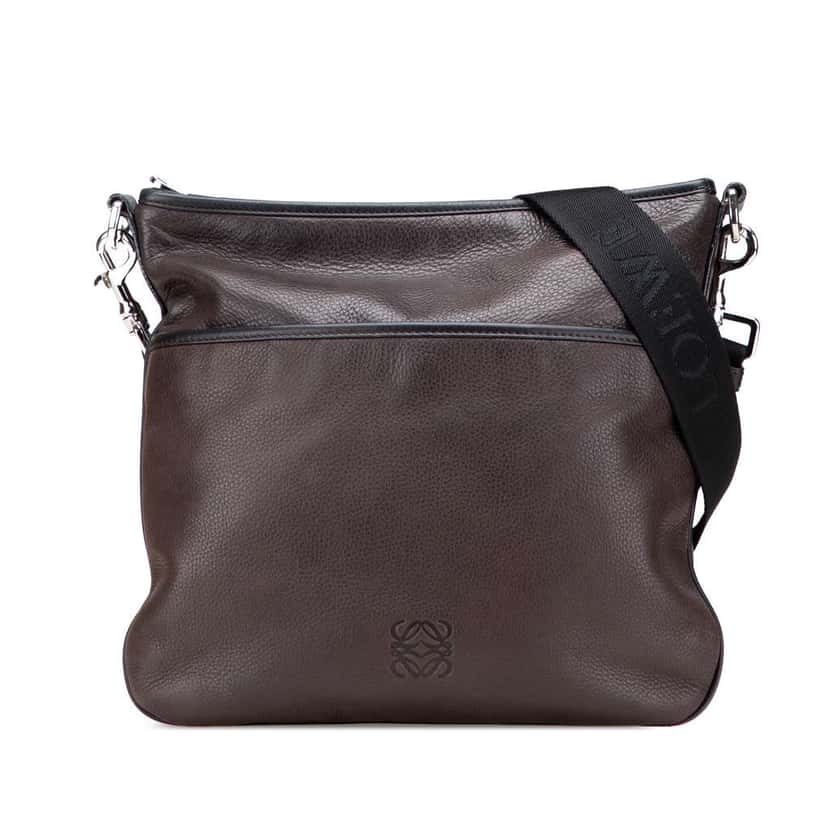 Loewe Anagram Leather Messenger Bag Brown Leather Very good condition - Front View