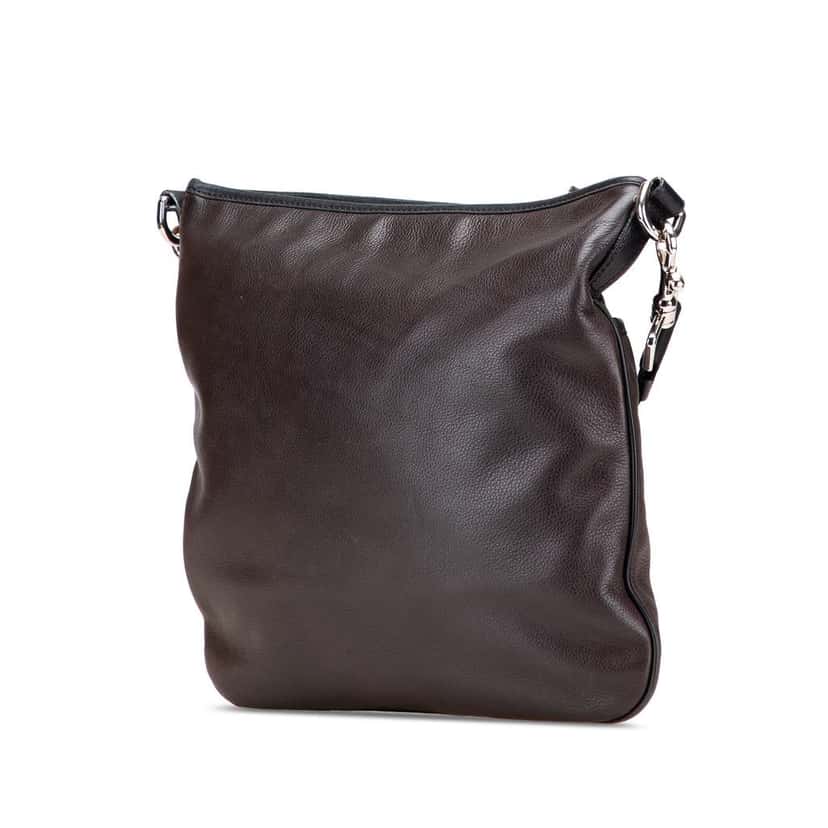 Loewe Anagram Leather Messenger Bag Brown Leather Very good condition - Back View