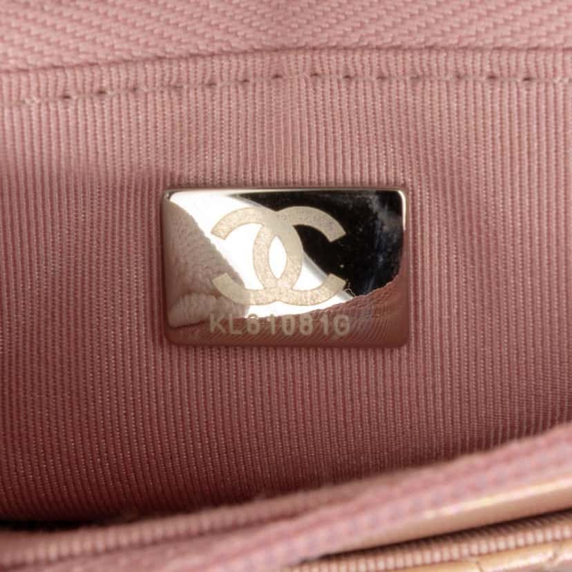 Chanel Quilted Iridescent Lambskin Wallet on Chain Pink Leather Good condition - Box View