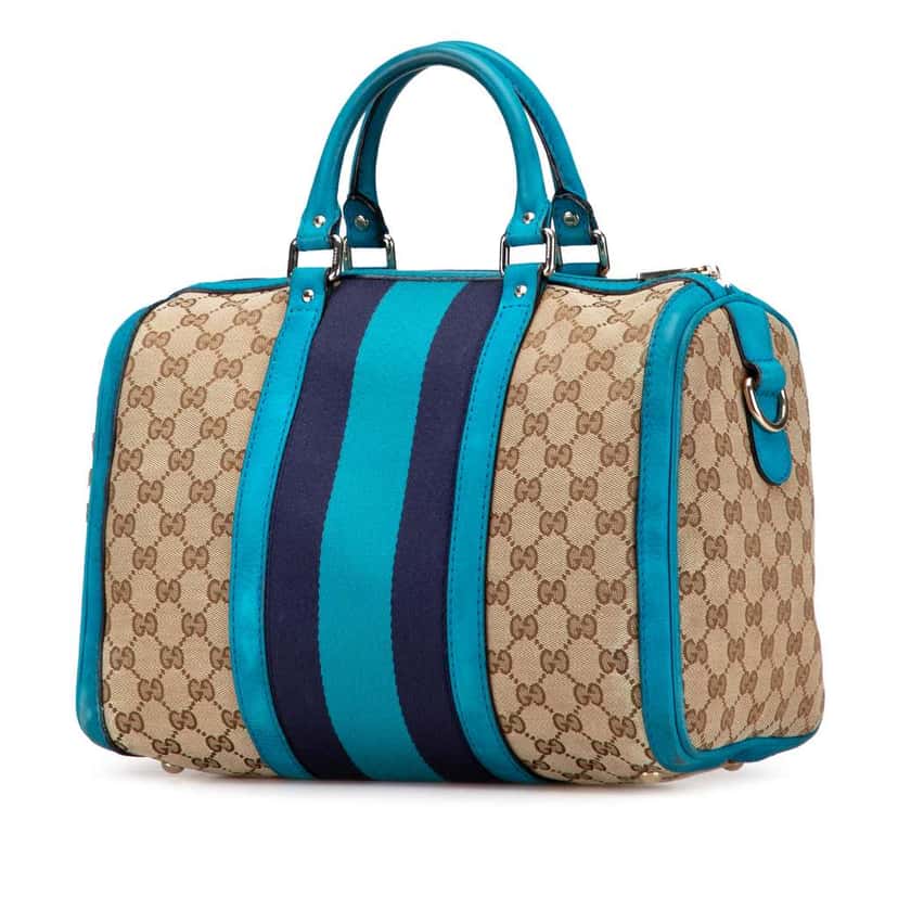 Gucci Medium GG Canvas Web Joy Boston Bag Brown Canvas Good condition - Back View