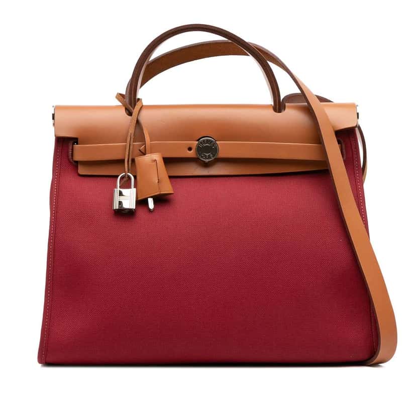 Hermès Toile Herbag Zip 31 Red Canvas Good condition - Front View