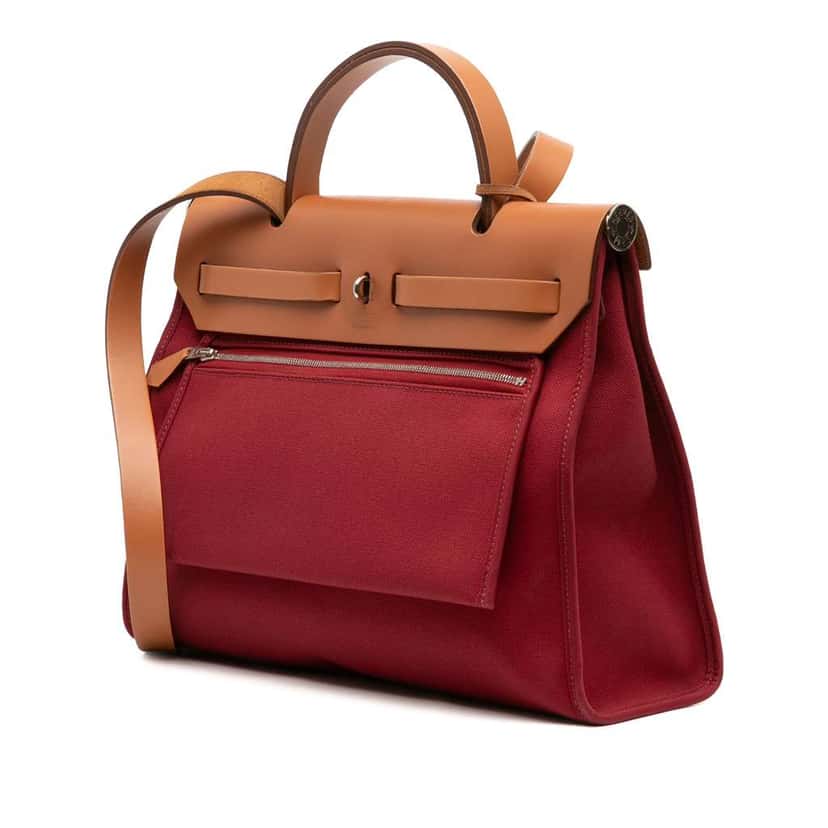 Hermès Toile Herbag Zip 31 Red Canvas Good condition - Back View