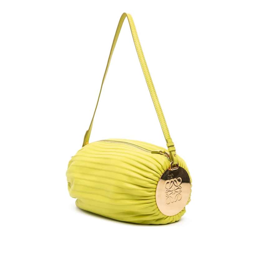 Loewe Pleated Nappa Bracelet Pouch Yellow Leather Good condition - Back View