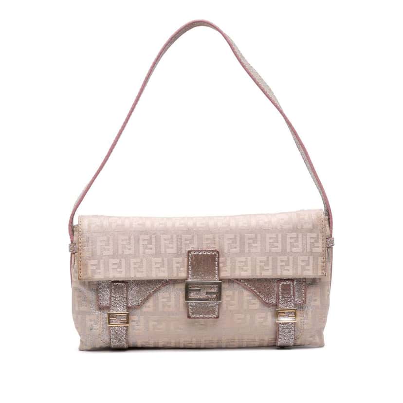 Fendi Zucchino Canvas Sweety Handbag Silver Canvas Good condition - Front View