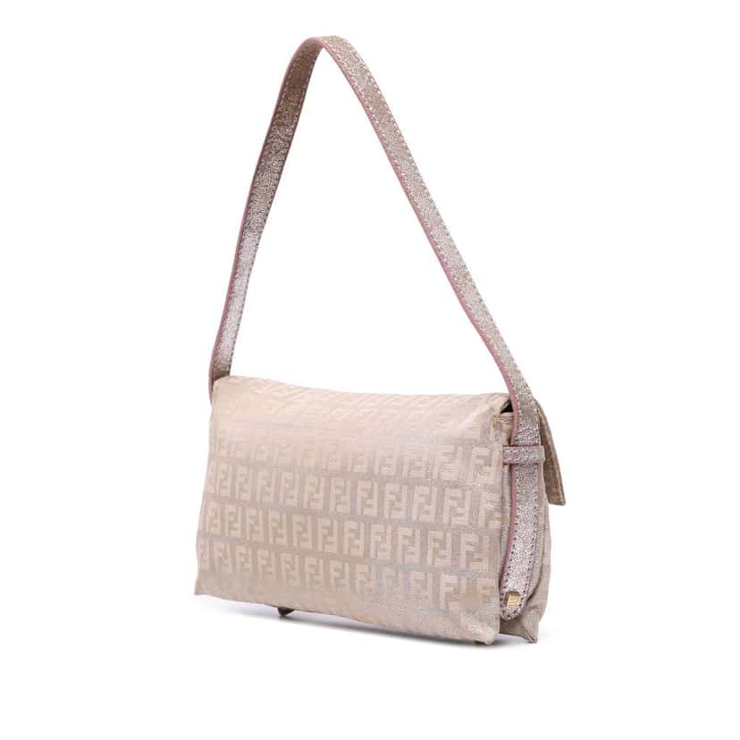 Fendi Zucchino Canvas Sweety Handbag Silver Canvas Good condition - Back View
