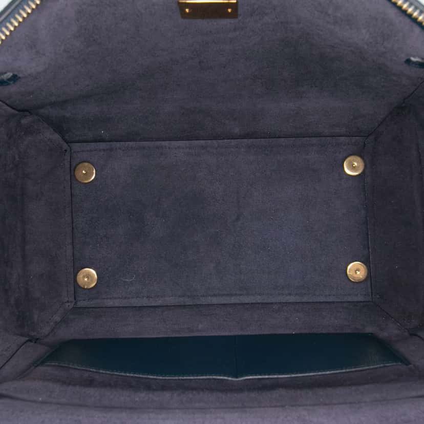 Celine Mini Grained Calfskin Belt Satchel Blue Leather Good condition - Model View