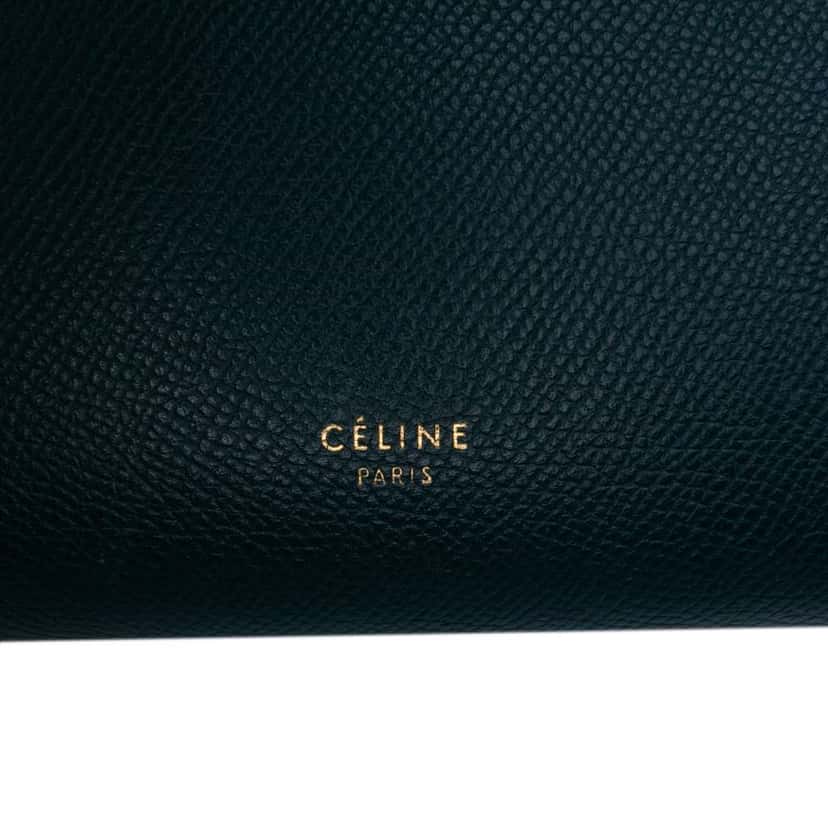Celine Mini Grained Calfskin Belt Satchel Blue Leather Good condition - Box View
