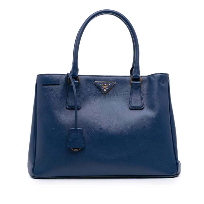 Prada Medium Saffiano Lux Galleria Satchel Blue Leather Good condition - Front View