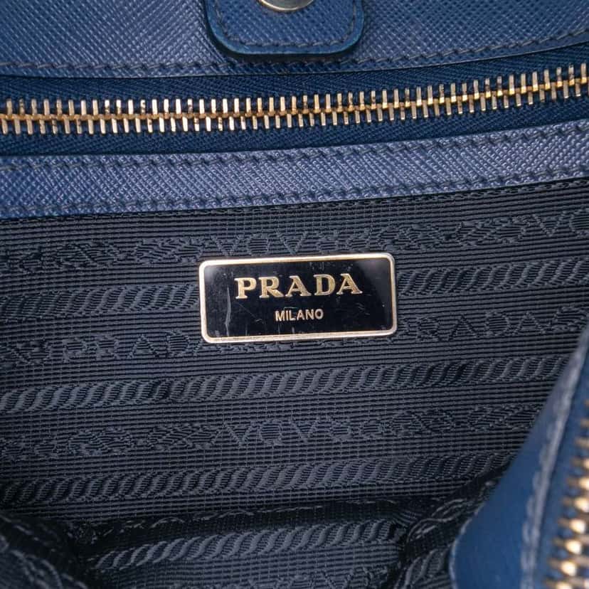 Prada Medium Saffiano Lux Galleria Satchel Blue Leather Good condition - Box View