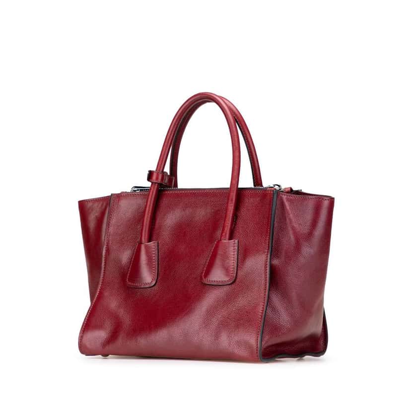 Prada Glace Calf Twin Pocket Satchel Red Leather Good condition - Back View