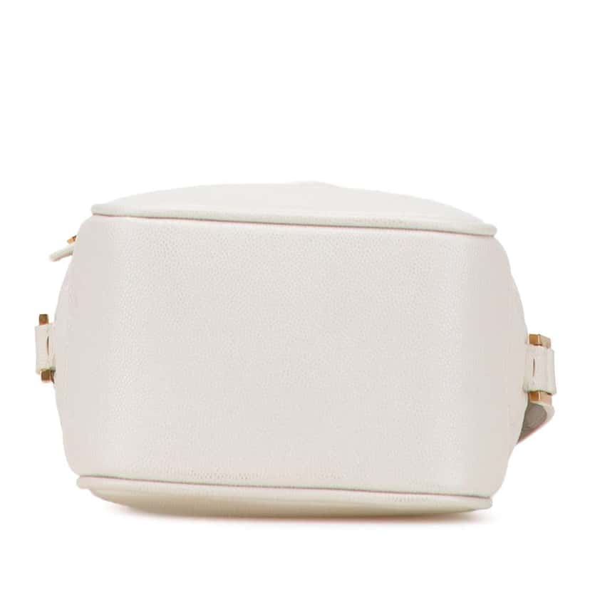 Saint Laurent Grain de Poudre Quilted 80's Vanity Bag White Leather Good condition - Inside View