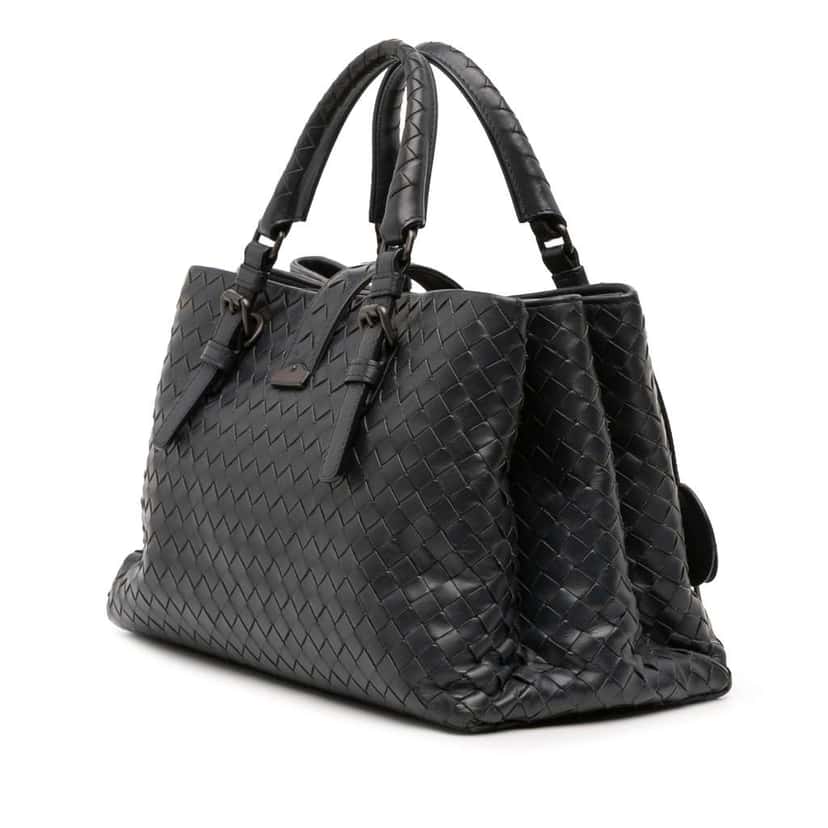 Bottega Veneta Small Nappa Intrecciato Roma Satchel Blue Leather Good condition - Back View