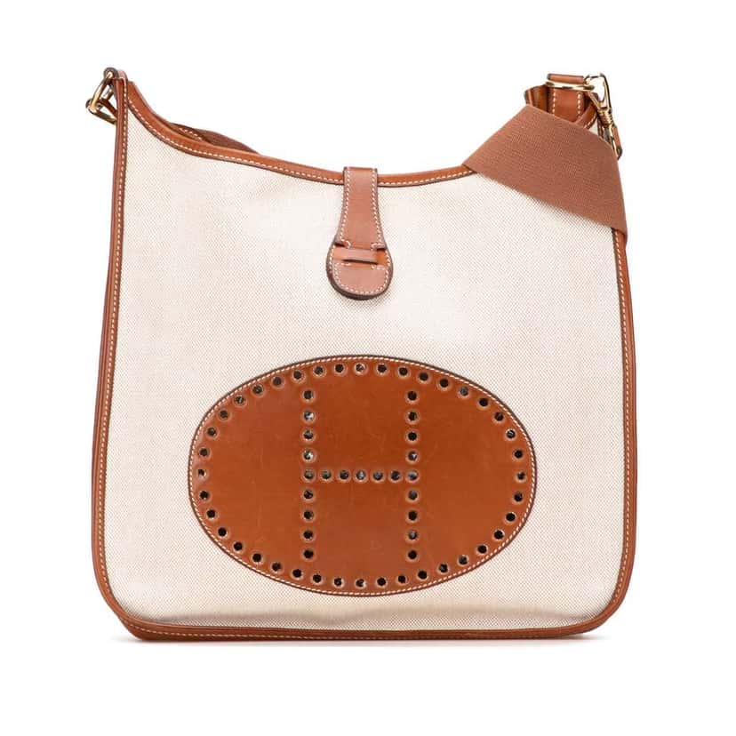 Hermès Toile and Barenia Evelyne GM Brown Canvas Good condition - Front View