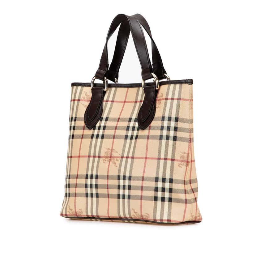 Burberry Haymarket Check Coated Canvas Tote Brown Canvas Good condition - Back View