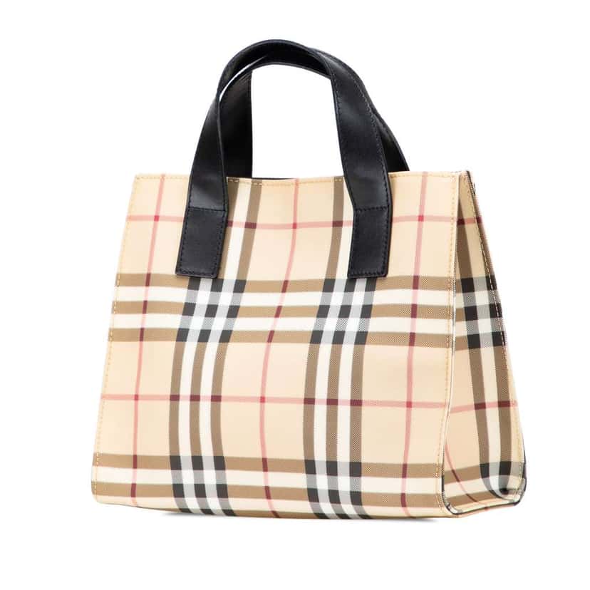 Burberry House Check Coated Canvas Tote Brown Canvas Good condition - Back View