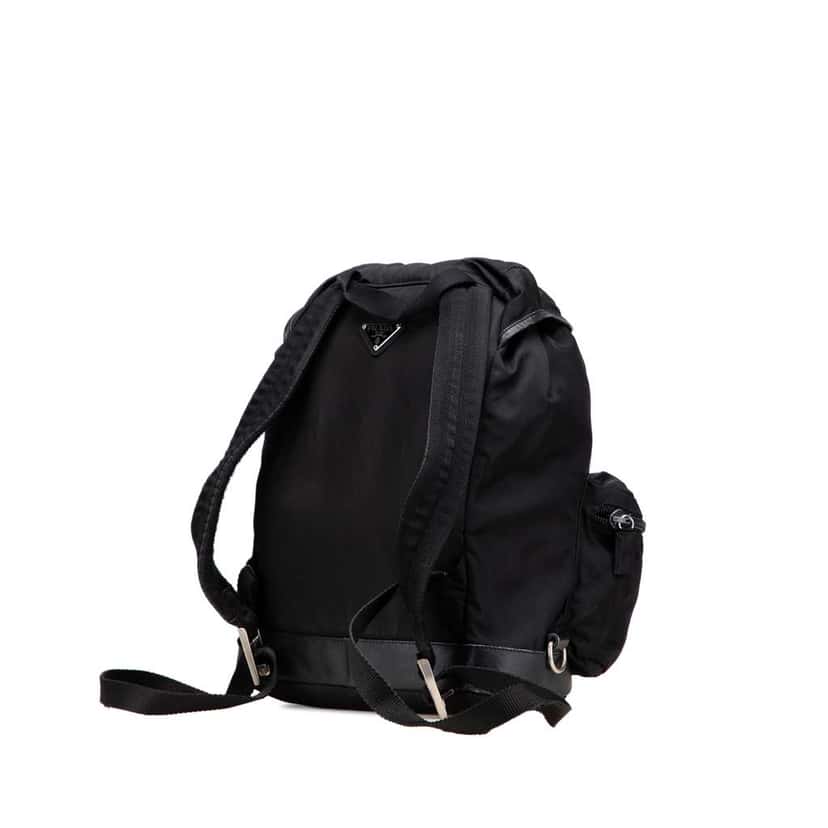 Prada Saffiano Trimmed Tessuto Backpack Black Good condition - Back View