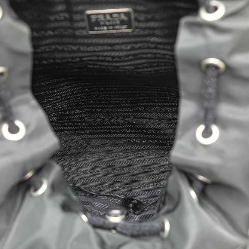 Prada Saffiano Trimmed Tessuto Backpack Black Good condition - Model View