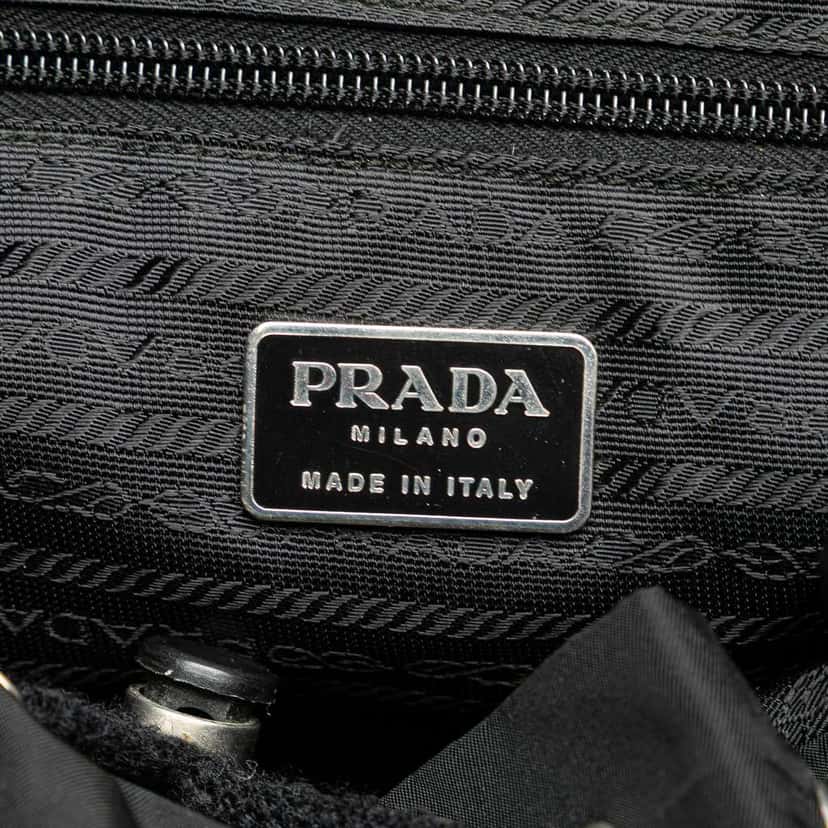 Prada Saffiano Trimmed Tessuto Backpack Black Good condition - Box View