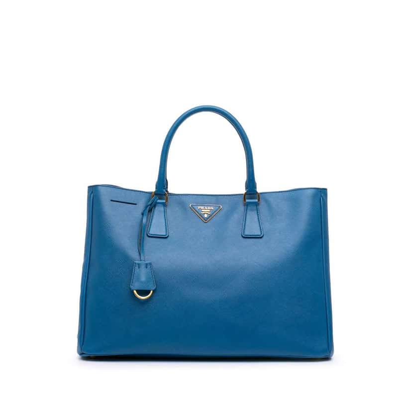 Prada Medium Saffiano Lux Galleria Satchel Blue Leather Good condition - Front View